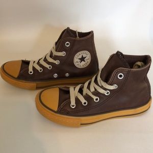 Brown Leather Vintage Converse High Tops size 13